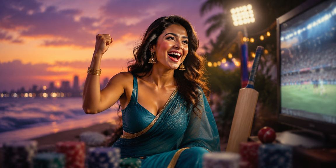 Scenic Goa beach with cricket sporting and casino entertainment vibes